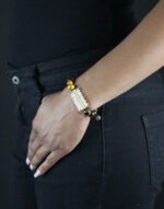 Bracelet avec oeil de tigre et Poids Akan Lame de rasoir