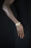 Bracelet avec perles de pierre et Poids Akan Grand Soleil