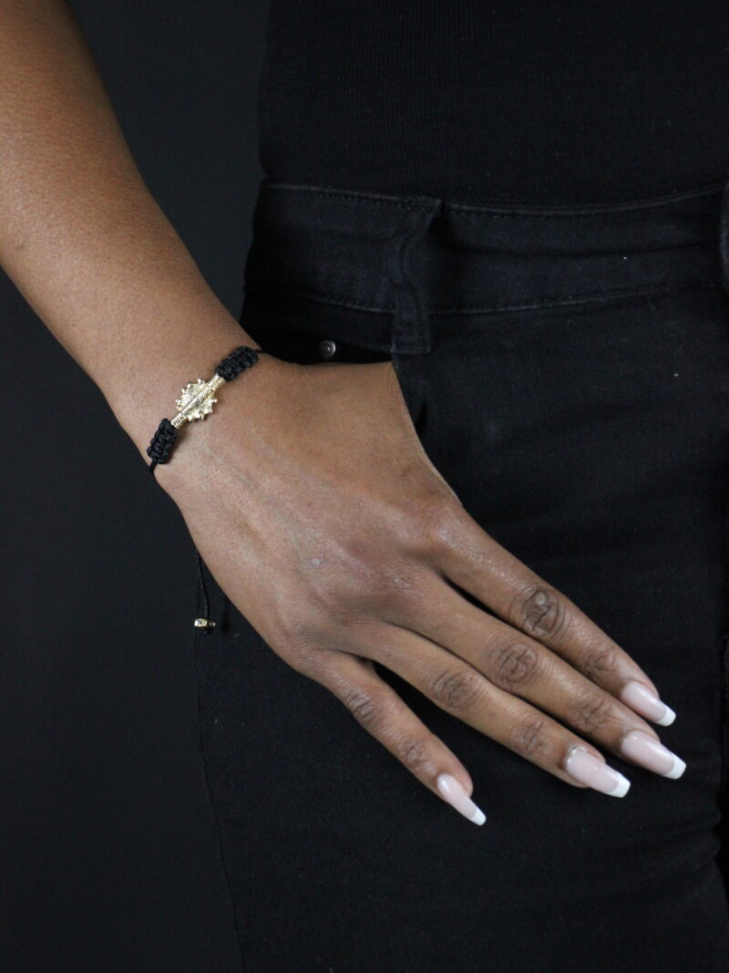 Bracelet cordon ficelle et Poids Akan Soleil