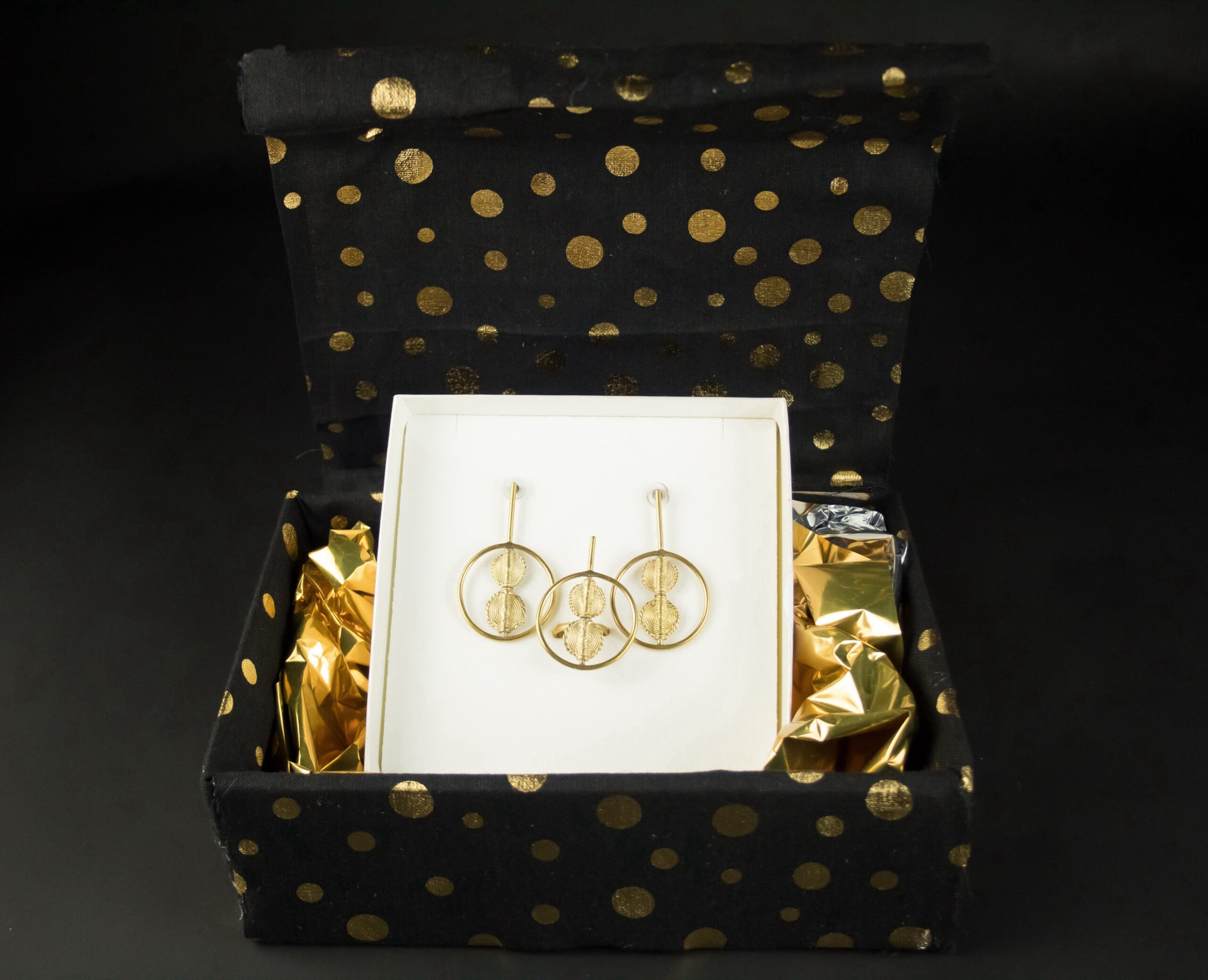 Coffret de Noël boucles d’oreilles dorées – idée cadeau bijou