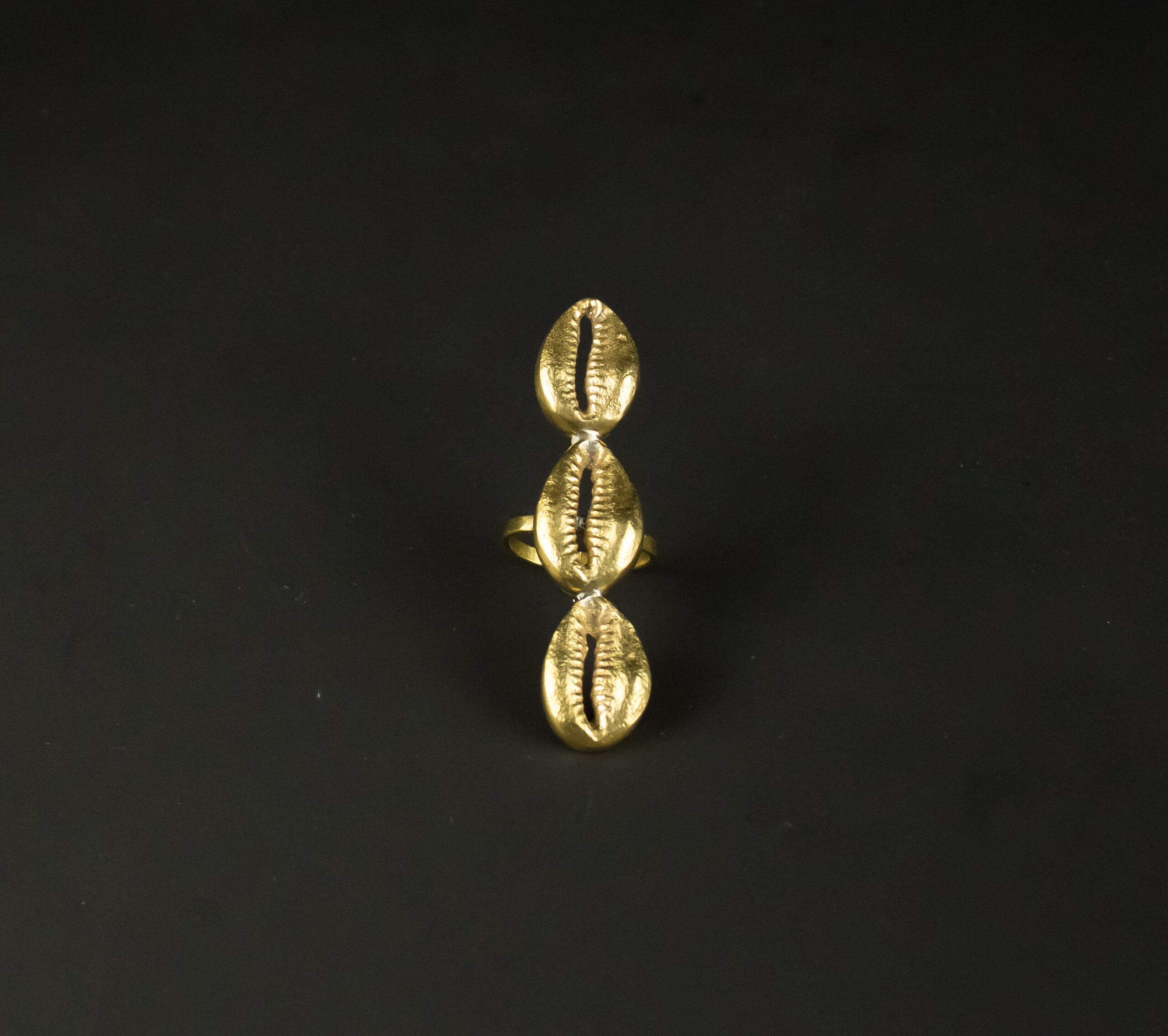 Coffret Bague et Bracelet - Cauris en bronze- Bague trio de cauris en vertical - Coffret Bronze Cauris Impériale