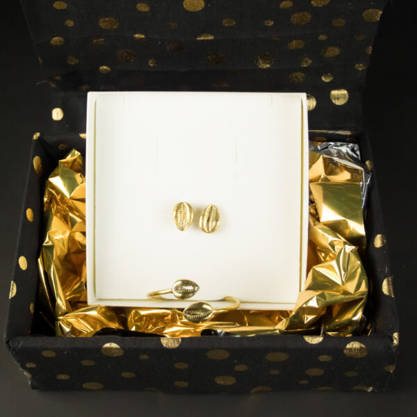 Coffret Bague et Bracelet - Cauris en bronze – Bague Cauris jumeaux