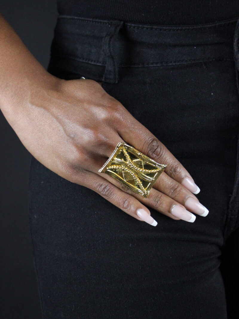 Bague en Poids Akan rectangulaire - Grand format