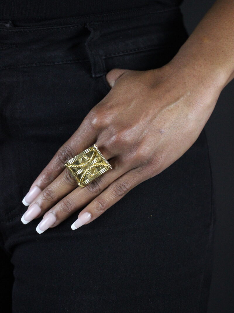 Bague en Poids Akan rectangulaire