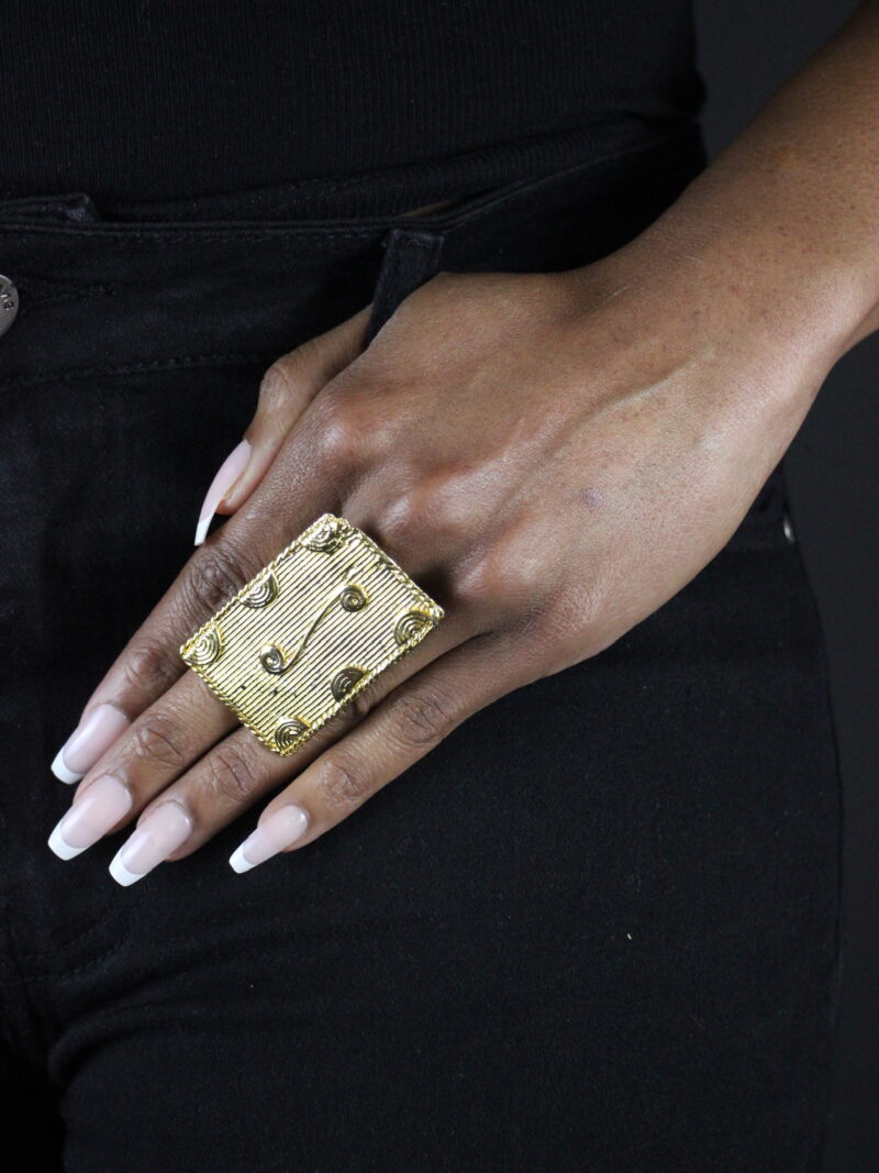 Bague en Poids Akan rectangulaire - Grand format - Pièce unique