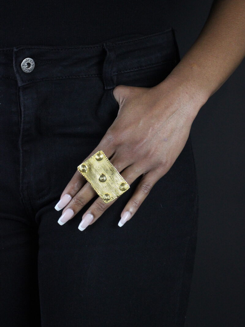 Bague en Poids Akan rectangulaire - Grand format - Pièce unique