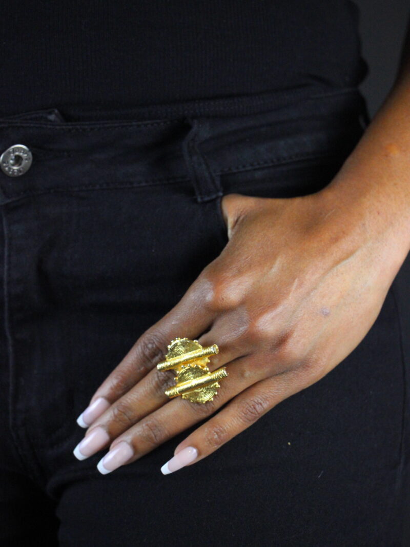 Bague en Poids Akan - Double soleil - Bijou unisexe